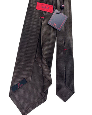 Isaia Silk Tie Dark Brown Micro Texture