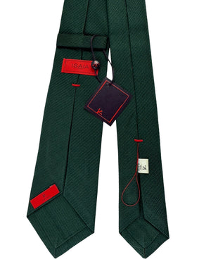 Isaia Sevenfold Tie Dark Green Micro Textured Pattern