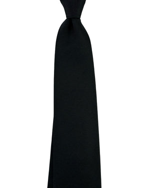 Isaia Sevenfold Tie Black Grosgrain Solid