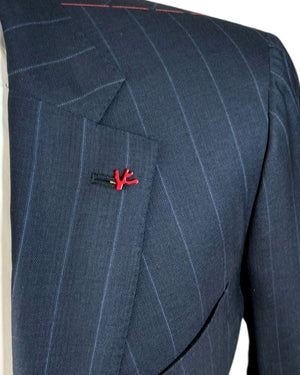 Isaia Suit Midnight Blue Pin Stripe EU 52/ US 42 SALE