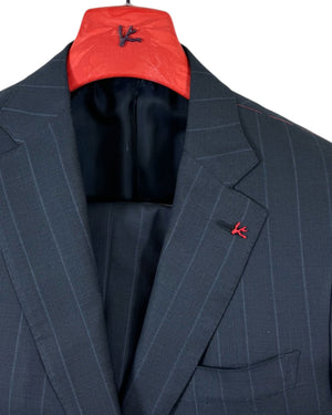Isaia Suit Midnight Blue Pin Stripe EU 52/ US 42 SALE