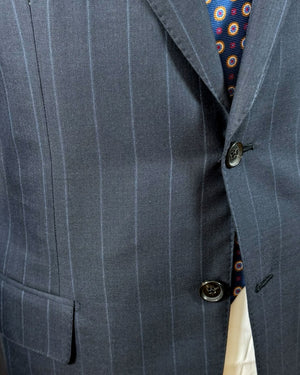 Isaia Suit Midnight Blue Pin Stripe EU 52/ US 42 SALE