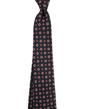 Kiton Sevenfold Tie Charcoal Floral Geometric