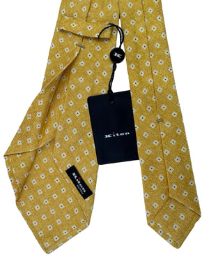 Kiton Sevenfold Tie Mustard Yellow Mini Flowers