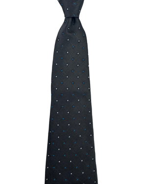 Kiton Sevenfold Tie Charcoal Gray Blue Silver Mini Dots