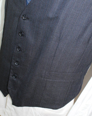 Kiton Suit Gray Stripes 3 Piece 14 Micron Wool Men Suit EU 56 / US 44 L