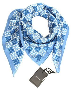 Kiton Scarf Blue Geometric - Men Collection - Silk