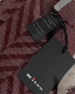 Kiton Scarf Bordeaux Gray - Luxury Cashmere Shawl