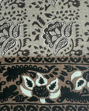 Kiton Scarf Taupe Brown Floral - Luxury Cashmere Silk Shawl SALE