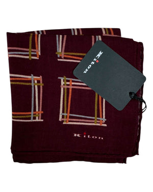 Kiton Small Cashmere Scarf Maroon Purple Geometric SALE