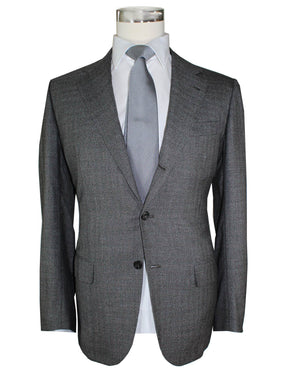 Kiton Cashmere Suit Bespoke Gray Check Plaid