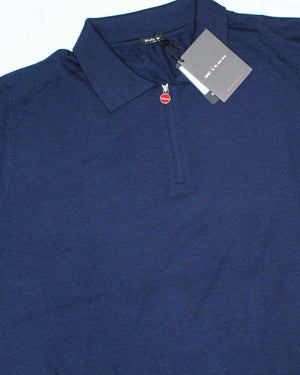 Kiton Sweater Dark Blue EU 68 / 8XL Cashmere Silk Quarter Zip Pullover SALE
