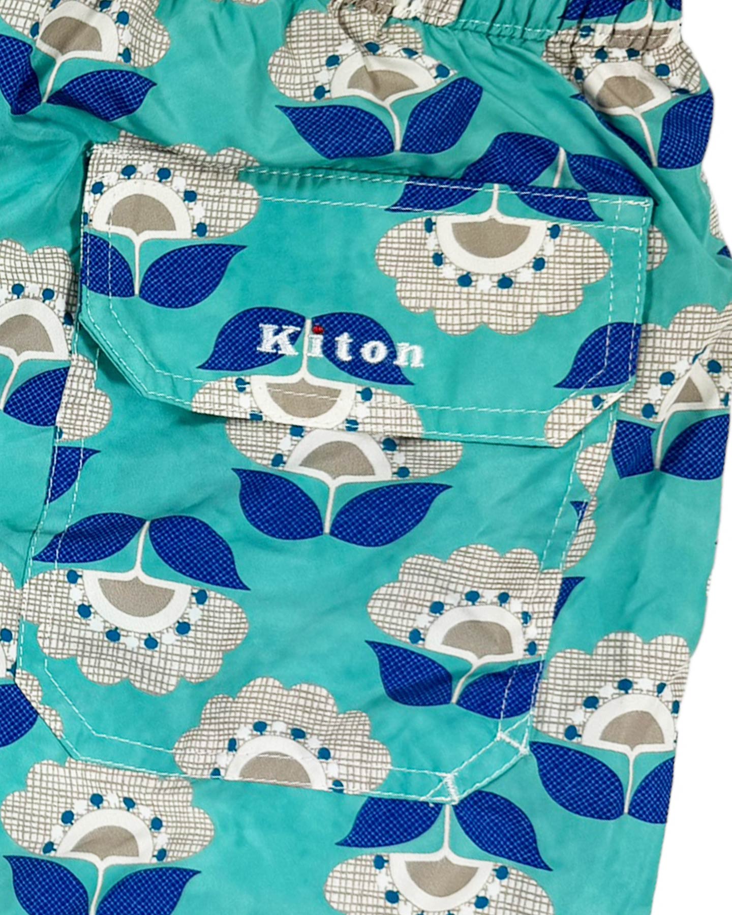 Kiton Swim Shorts L Seafoam Royal Blue Floral 