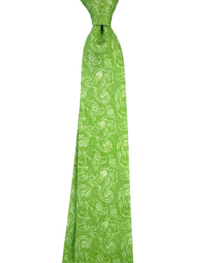 Kiton Sevenfold Tie Lime White Paisley SALE
