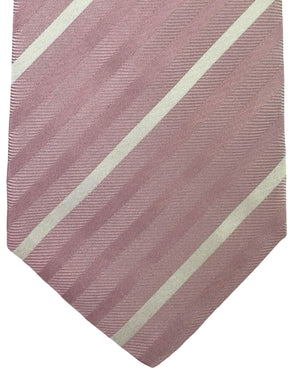 Kiton Sevenfold Tie Pink Silver Stripes