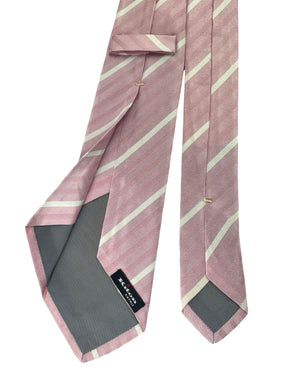 Kiton Sevenfold Tie Pink Silver Stripes