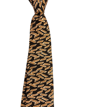 Kiton Sevenfold Tie Brown Beige Geometric Print