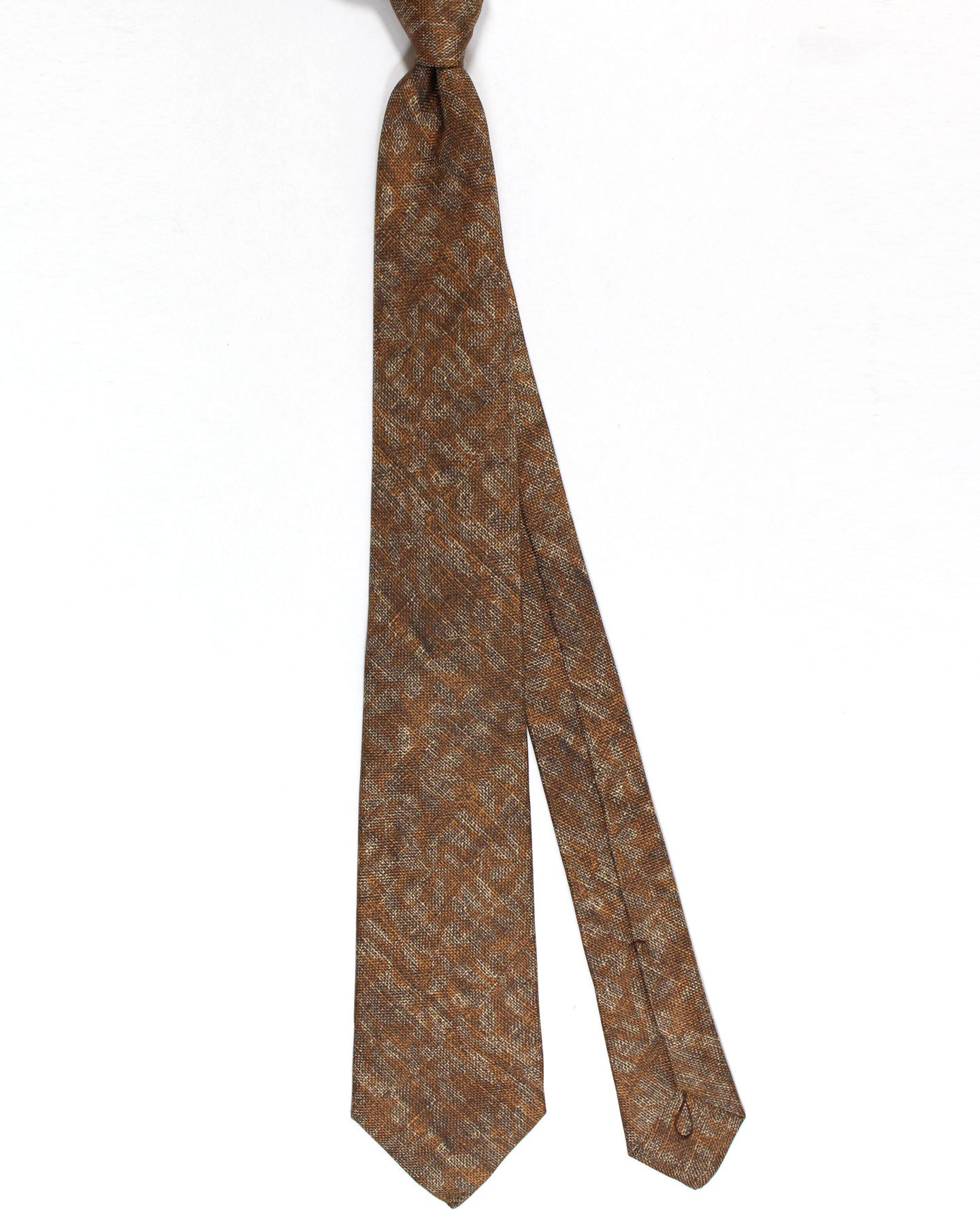 Kiton Silk Tie Brown Gray Design - Sevenfold Necktie