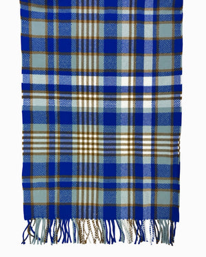 Loro Piana Scarf Royal Blue Brown Check Plaid - Wool Silk Shawl