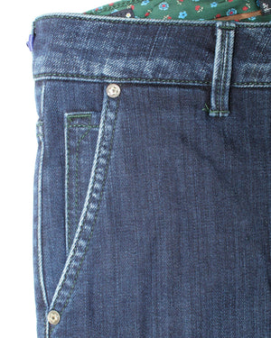 E. Marinella Denim Jeans Dark Blue Slant Pocket 33 Slim Fit SALE