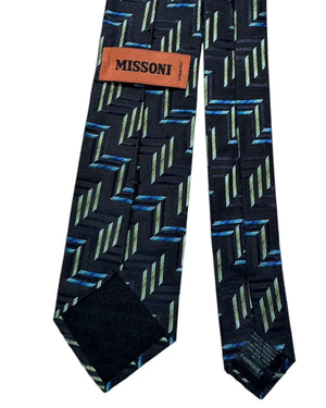 Missoni Tie Black Chevron Blue & Green