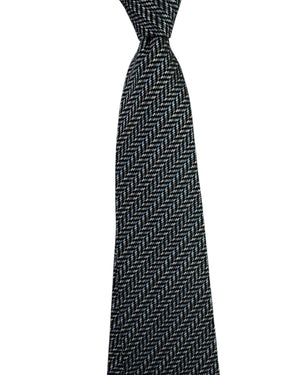 Missoni Tie Gray Blue Herringbone Tweed
