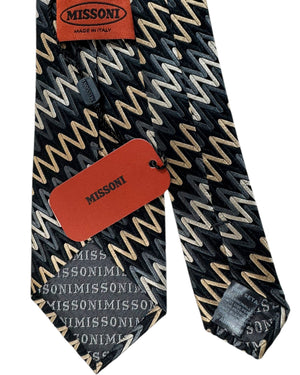 Missoni Silk Tie Gray Zig Zag Design
