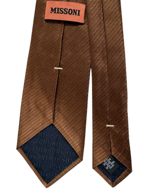 Missoni Silk Tie Brown Herringbone