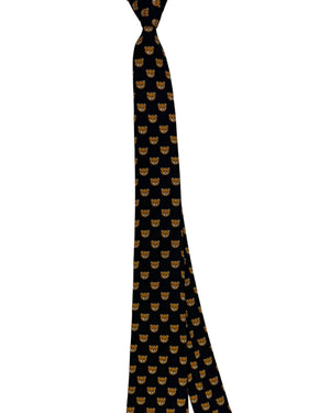 Moschino Silk Tie Black Brown Toy Bear Design