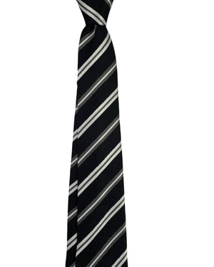Moschino Tie Black Grey Silver Stripes