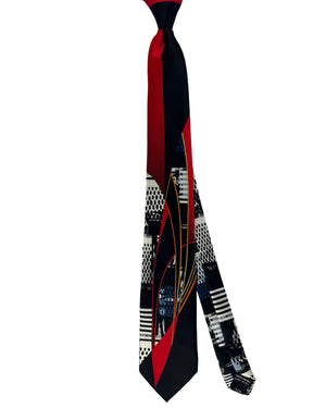 Vitaliano Pancaldi Silk Tie Fire Red Black Abstract