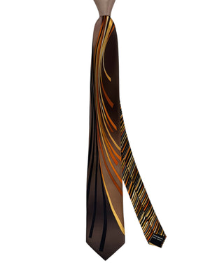 Vitaliano Pancaldi Silk Tie Brown With Gold
