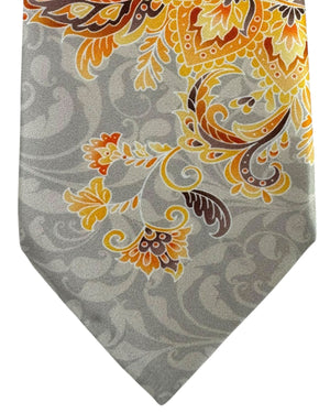 Vitaliano Pancaldi Tie Gray Oversized Orange Paisley