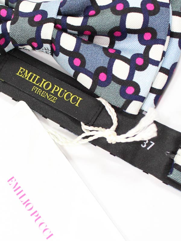 Emilio Pucci Silk Bow Tie Gray Fuchsia FINAL SALE