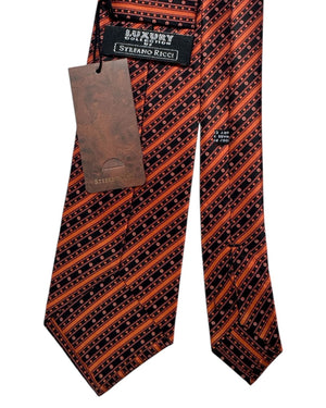 Stefano Ricci Tie Orange Black Retro Stripe