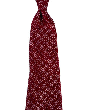 Stefano Ricci Tie Red And White Geometric Lattice Pattern