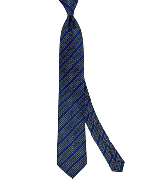 Stefano Ricci Tie Royal Blue Gold Pattern Stripes