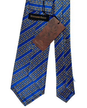 Stefano Ricci Tie Royal Blue And Gold Diagonal Medallion Pattern