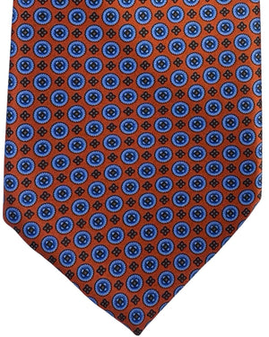 Stefano Ricci Tie Rust Orange Blue Medallion Pattern