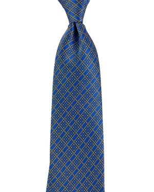 Stefano Ricci Tie Royal Blue Gold Diamond Lattice Pattern
