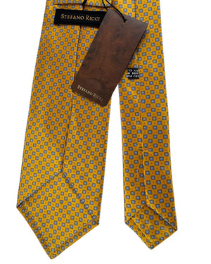 Stefano Ricci Tie Gold With Blue Geometric Medallion Pattern
