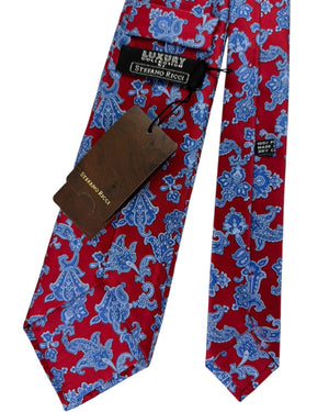 Stefano Ricci Silk Tie Red Blue Paisley Floral Pattern