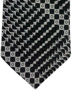 Stefano Ricci Silk Tie Black Grey Octagon Micro Pattern