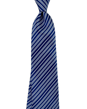 Stefano Ricci Silk Tie Navy White Floral Stripe Pattern