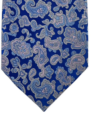 Stefano Ricci Silk Tie Blue Paisley Floral Pattern