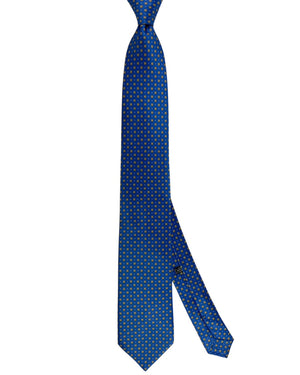 Stefano Ricci Silk Tie Blue Gold Medallion Pattern