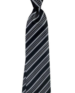 Stefano Ricci Silk Tie Black Grey Floral Stripe Pattern