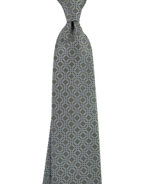 Stefano Ricci Silk Tie Grey Blue Lattice Pattern
