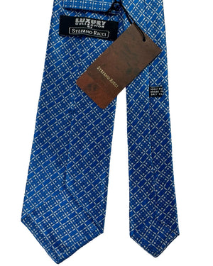 Stefano Ricci Tie Blue Silver Pattern Stripes