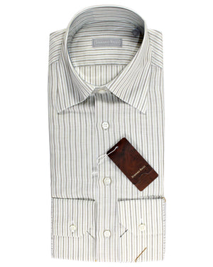 Stefano Ricci Shirt White Taupe Stripes 